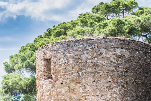 Old windmill Bormes-les-Mimosas typical village in the south of France