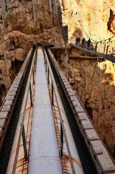 Dangerous suspended track of Caminito del Rey in Spain