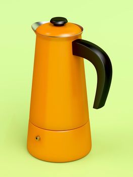 Italian coffee maker on green background