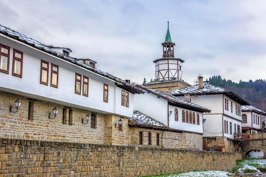 National revival bulgarian architecture. The famous bridge and house in the architectural complex in Tryavna, Bulgaria.