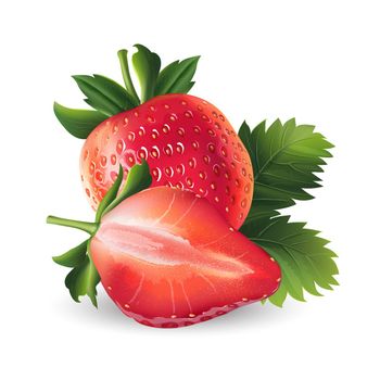 Fresh ripe strawberry - healthy food design. Realistic style illustration.