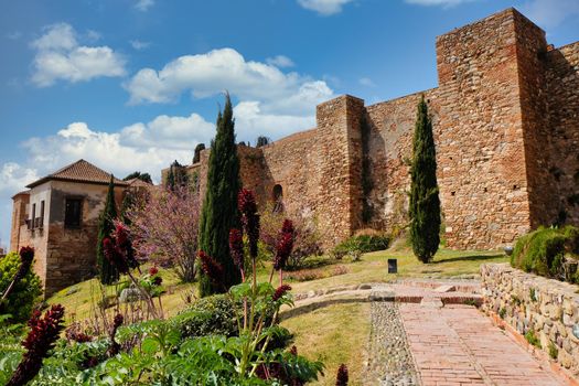 Garden of La Alcazaba fortress in Malaga (Spain)
