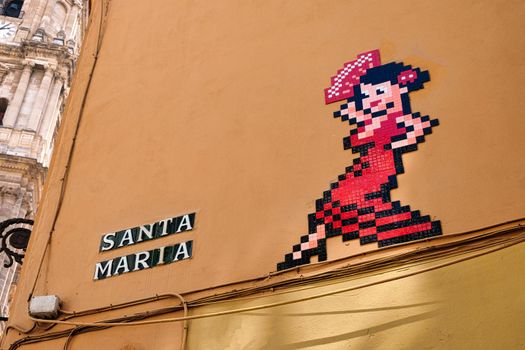 Typical Santa Maria street corner in Malaga (Spain)