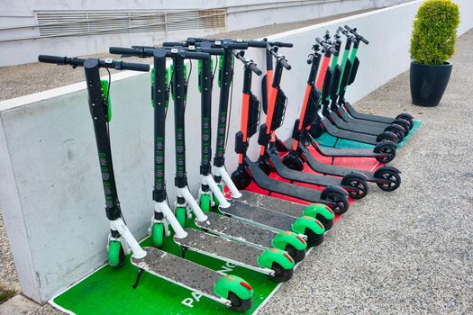 Urban Scooters ready to rent in the streeet