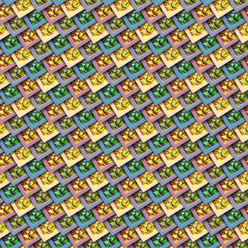 3D Render background seamless tile with embossed fractal stamp pattern