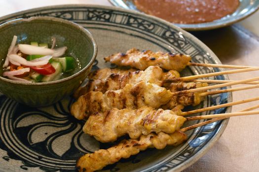 grilled pork satay with spicy sauce