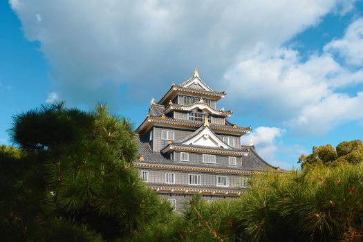 okayama castle with beautiful cloud background