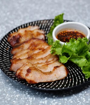 pork grilled on marble table