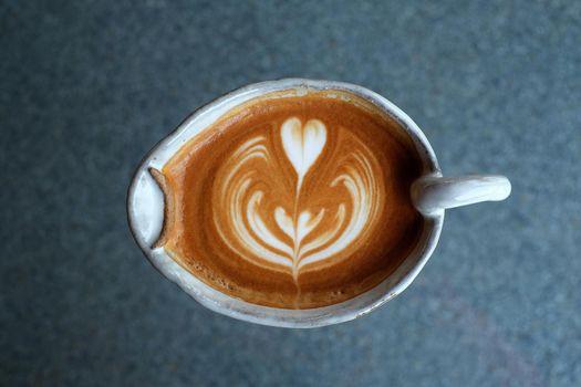 top view of hot latte art coffee