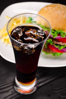 Burger served in bun in nutrition fast food concept