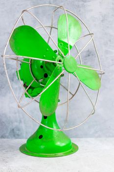 Retro fan of green color as decoration