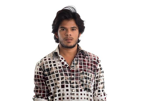 Young man posing on a white background