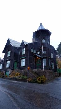 Lysekil, Sweden, October 29, 2020. One of the houses found in the small town in southwestern Sweden on an autumn afternoon