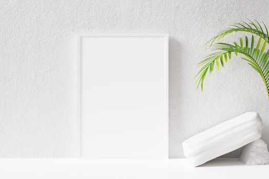 Photo or poster frame mockup suitable for 8.5 x 11 format. 3D rendering.