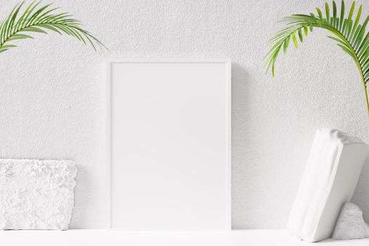 Photo or poster frame mockup suitable for 8.5 x 11 format. 3D rendering.