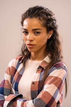 Studio shot portrait of beautiful african-american ethnicity woman who is sad and disappointed.