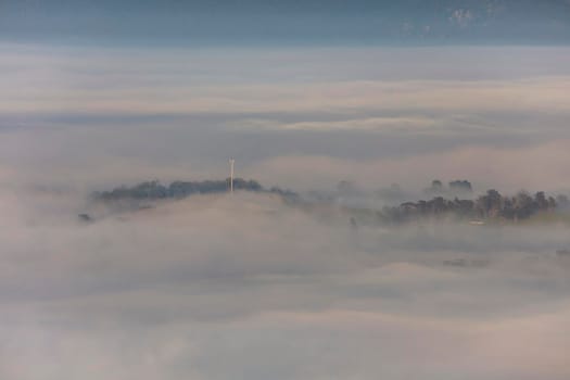 Fog in the Megalong Valley in The Blue Mountains in New South Wales in Australia