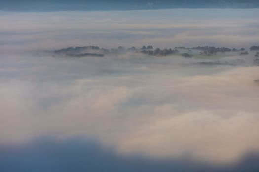 Fog in the Megalong Valley in The Blue Mountains in New South Wales in Australia