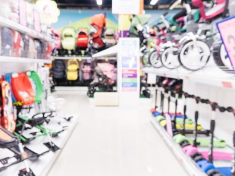 Blurred of kids toy store background with bokhe