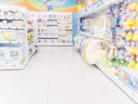 Blurred of kids toy store background with bokhe