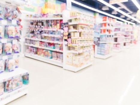 Blurred of kids toy store background with bokhe