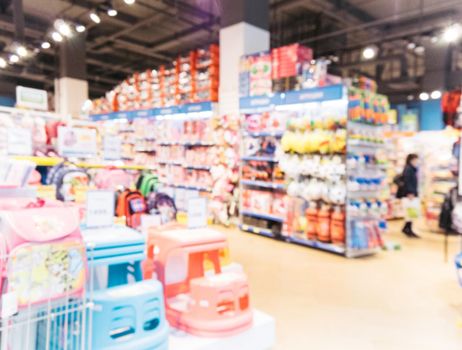 Blurred of kids toy store background with bokhe