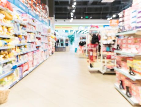 Blurred of kids toy store background with bokhe