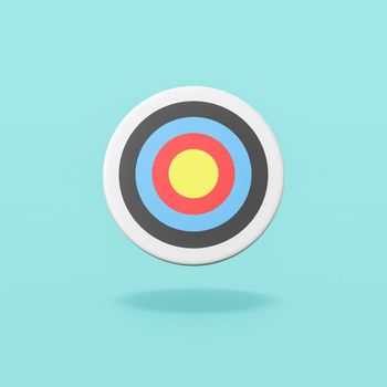Colorful Arrow Target Isolated on Flat Blue Background with Shadow 3D Illustration
