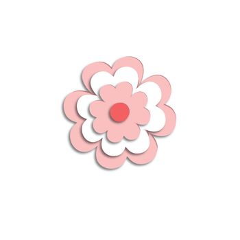 3D pink flower. use it for a card, invitation, or postcard. Creative template on a white background. Graphic illustration.