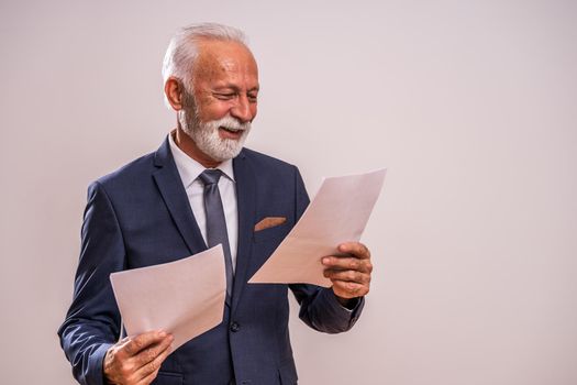 Portrait of happy and successful senior businessman.