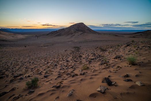 Landscape in Sahara desert early in the morning.
