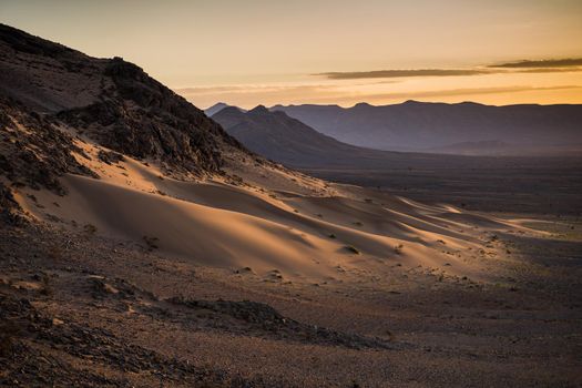 Landscape in Sahara desert early in the morning.