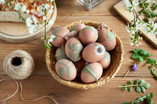 Easter eggs reay to be dyed with onion peels