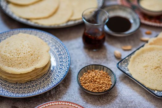 Atayef Qatayef, katayef is an Arab dessert commonly served during the month of Ramadan. Middle Eastern pancakes. High quality photo