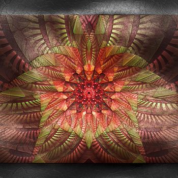 3D rendering of plastic background with embossed fractal on leather