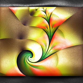 3D rendering of plastic background with embossed fractal on leather