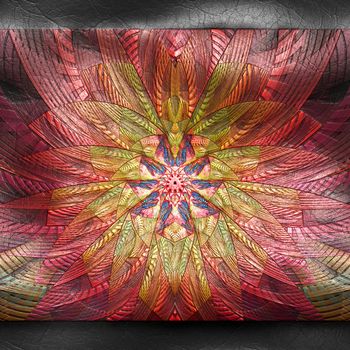 3D rendering of plastic background with embossed fractal on leather