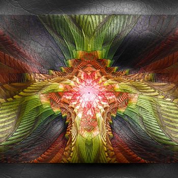 3D rendering of plastic background with embossed fractal on leather