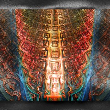 3D rendering of plastic background with embossed fractal on leather