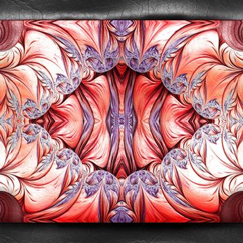 3D rendering of plastic background with embossed fractal on leather