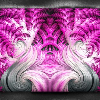 3D rendering of plastic background with embossed fractal on leather