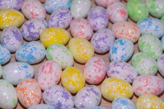 easter colorful eggs close-up on a wooden background. High quality photo