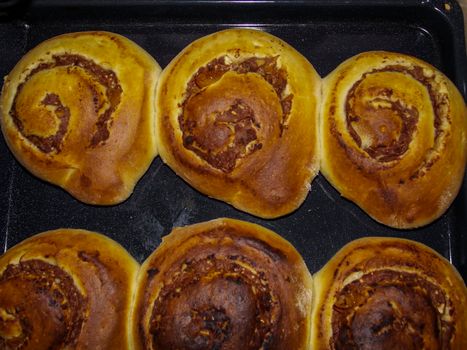 Healthy cinnamon rolls macro close up