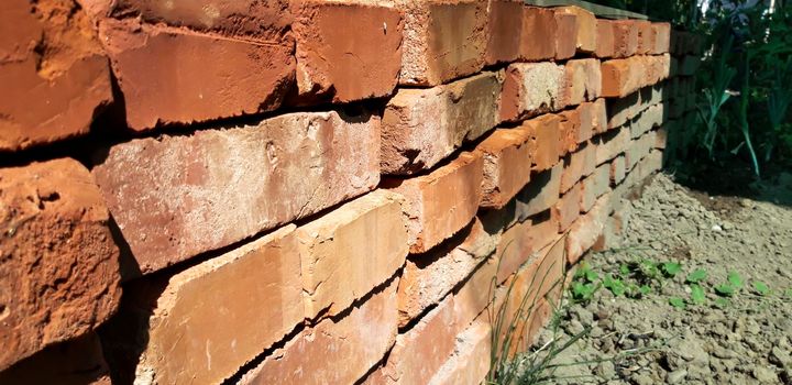 Stacked Red Bricks Close Up