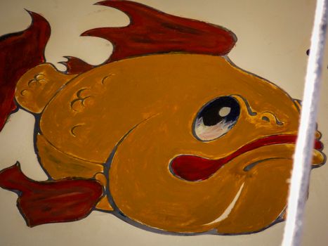 Gold Fish Painting Close Up