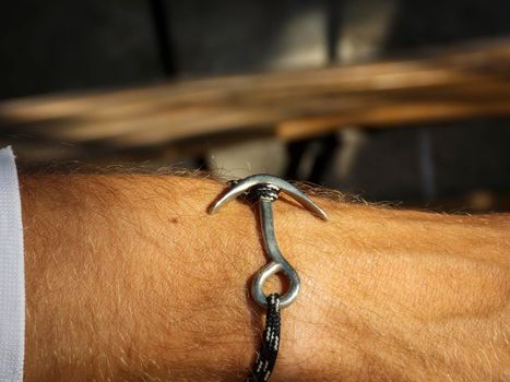 Men's Anchor Bracelet Close Up