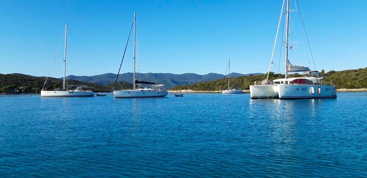 Anchored Luxury Boat In Marine