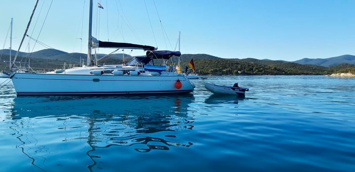 Anchored Luxury Boat In Marine