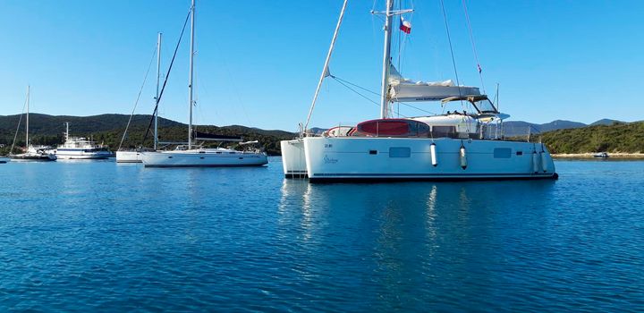 Anchored Luxury Boat In Marine