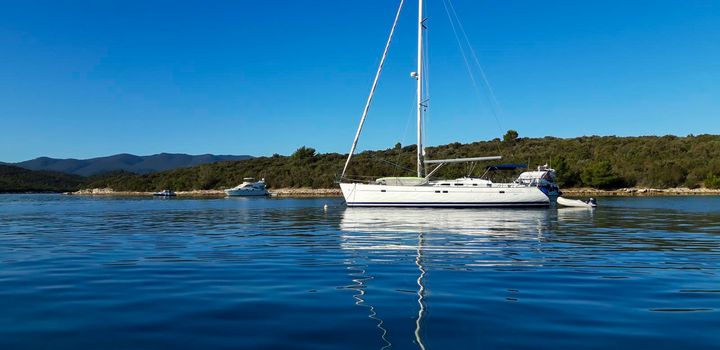 Anchored Luxury Boat In Marine